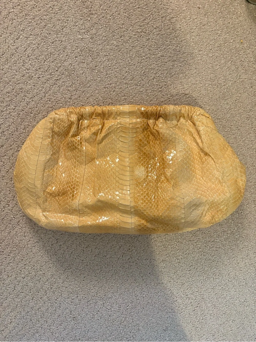 J. Renee Beige Snake Embossed Frame Clutch Crossbody Bag
